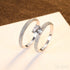 Round Sterling Silver Engagement Ring with Wedding Band